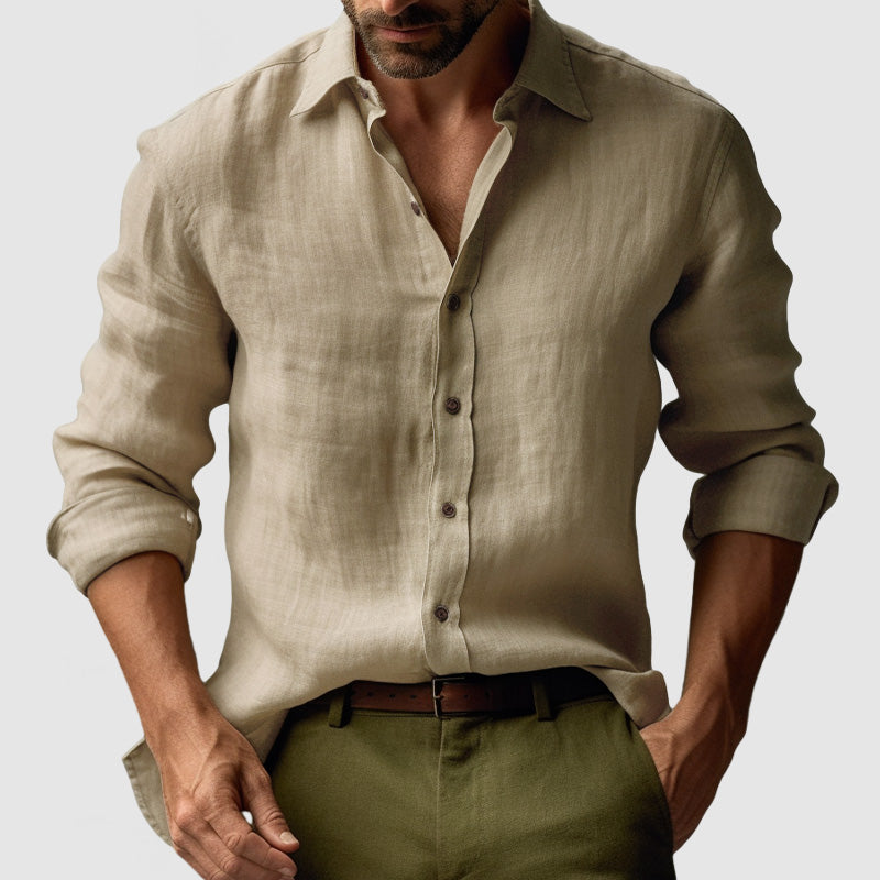 Camicia in Lino Vintage a Maniche Lunghe